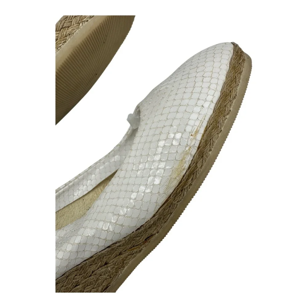 Hollywoud White Snake Embossed Wedge Espadrille Heels Made in Italy Size 7